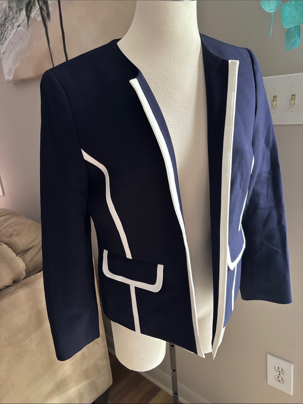 Black Label Navy and White Trim Women's Blazer